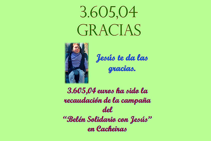 El Belén Solidario de Cacheiras recauda 3.605,04 euros para “Jesús”